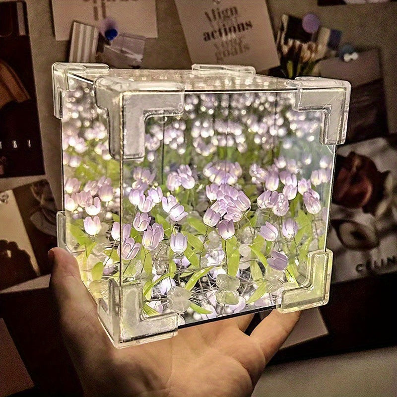 Cubo Decorativo "Jardín de Tulips Infinito"