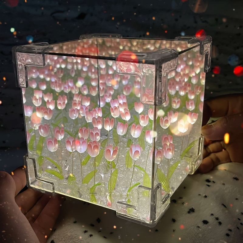Cubo Decorativo "Jardín de Tulips Infinito"