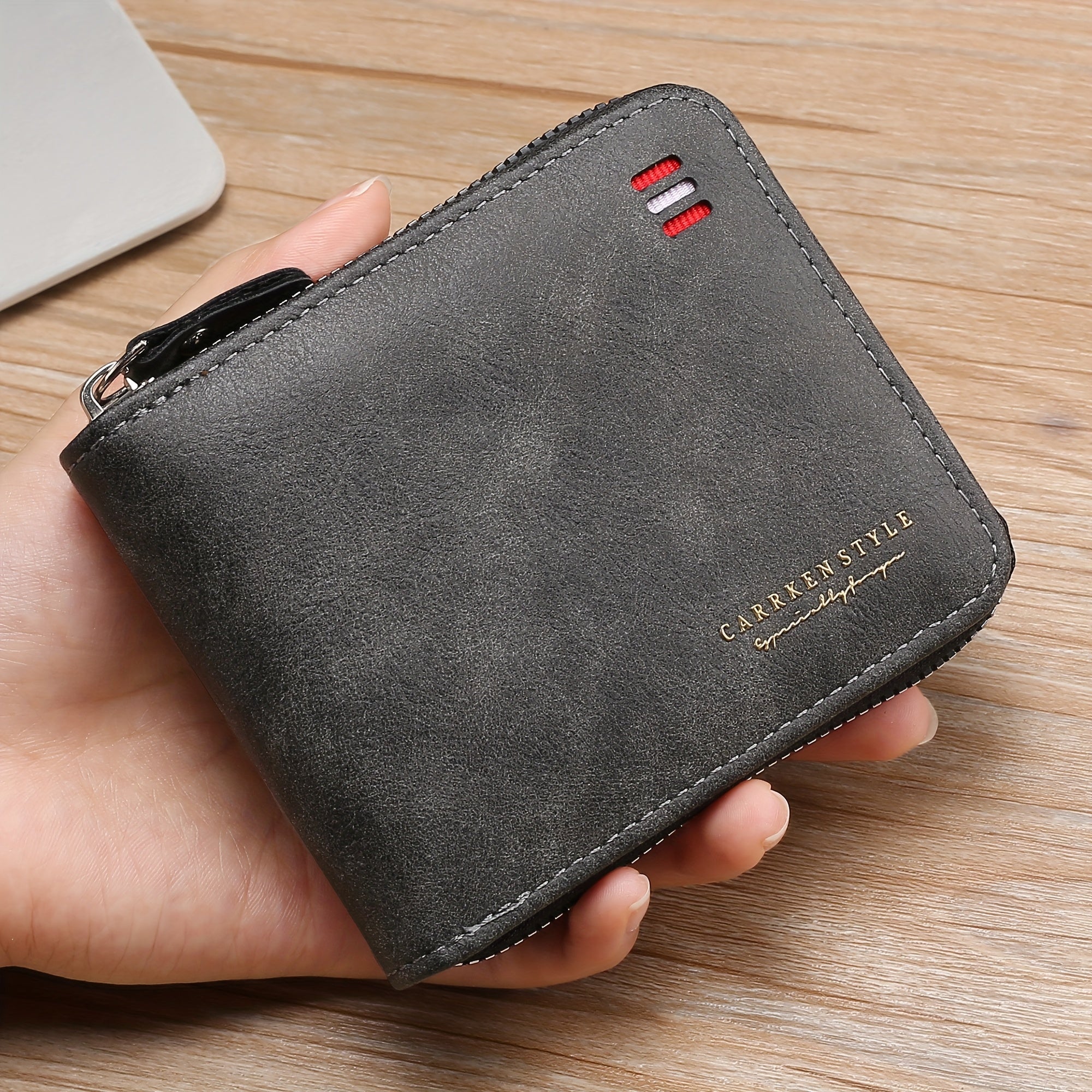 Men'S Wallet, Stylish Zip Wallet