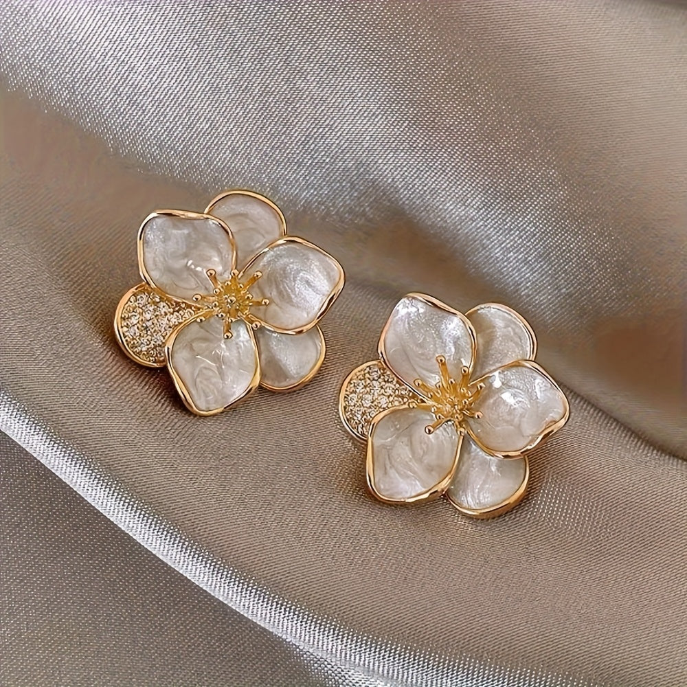 White Petal Stud Earrings