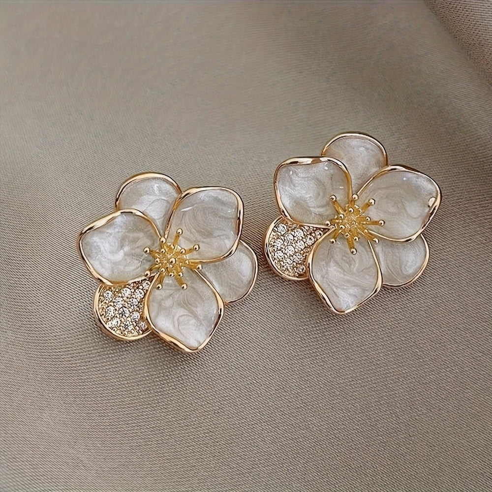 White Petal Stud Earrings