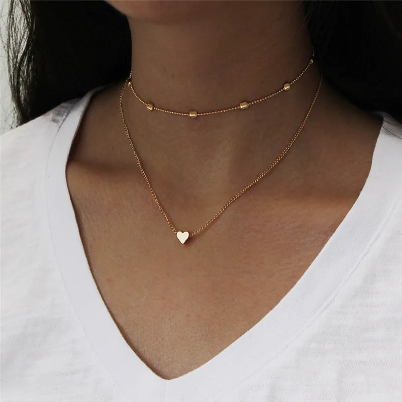Simple Pearl Beads Chic Exquisite Necklace Gold Color