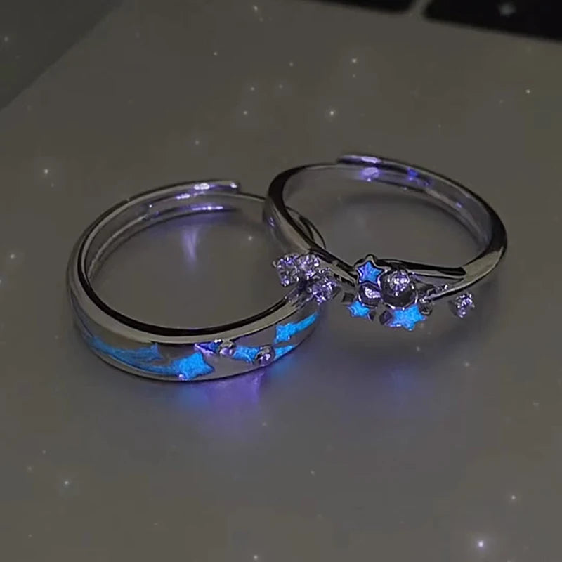 Luminous Star Adjustable Finger Ring Vintage Luxury Love Couples