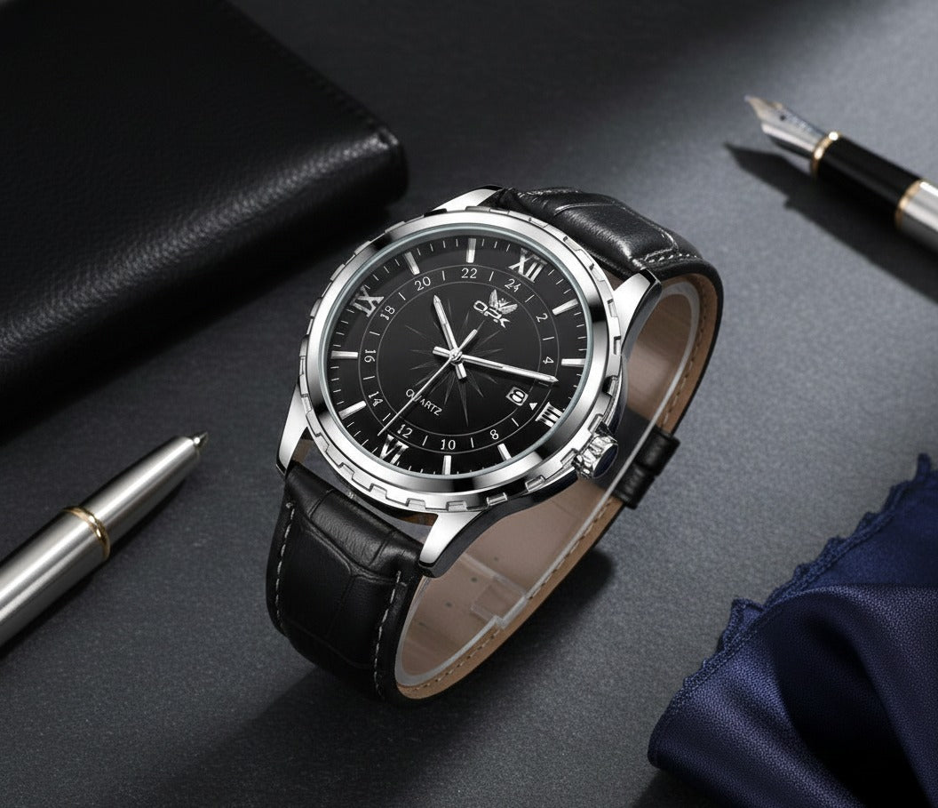 Brand Steel Belt Dual Calendar Men's Watch