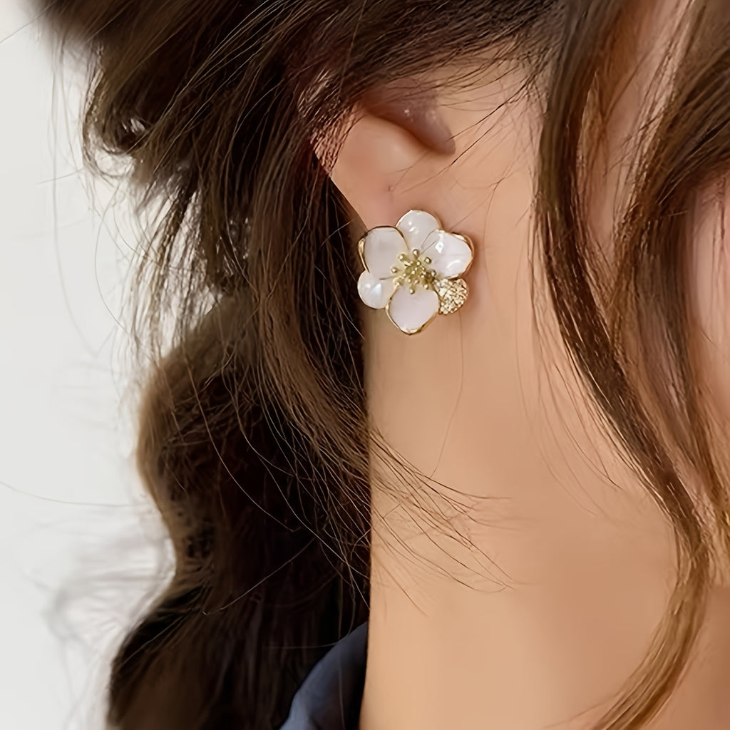 White Petal Stud Earrings