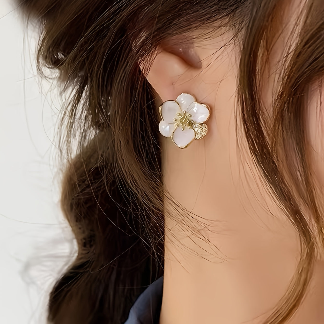 White Petal Stud Earrings