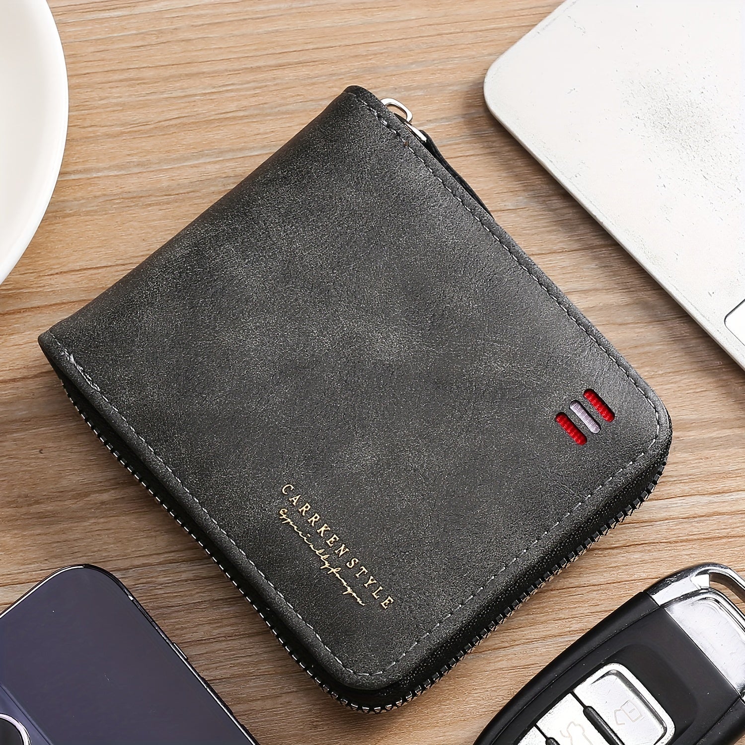 Men'S Wallet, Stylish Zip Wallet